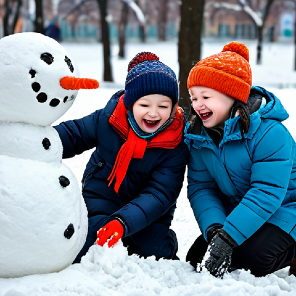 코딩교육지도사와 정규 교육 과정과의 융합 - **

A group of children, fully clothed in warm winter clothes, building a snowman in a snowy park in...