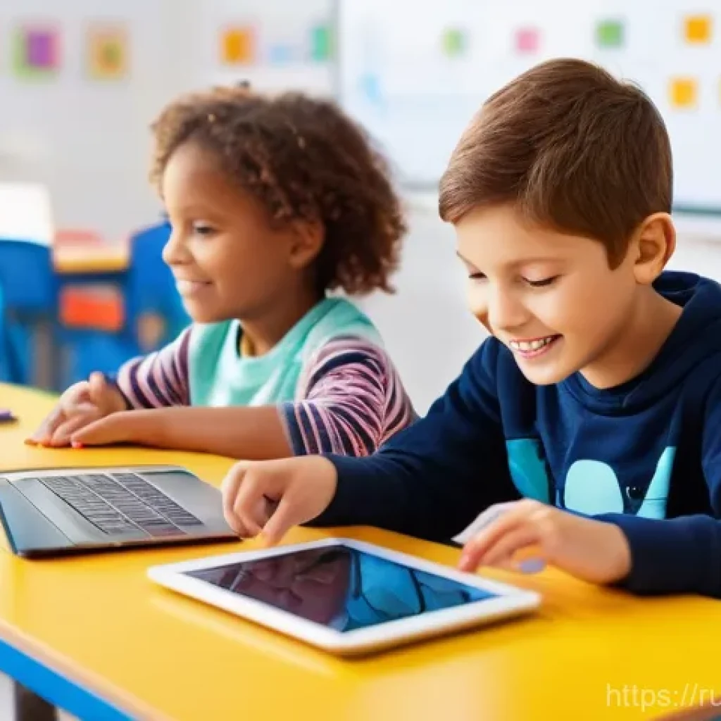 코딩교육지도사와 강의 교보재 활용 사례 - **Visual Programming Wonderland for Young Learners**
"A vibrant, eye-level shot of a diverse gro...