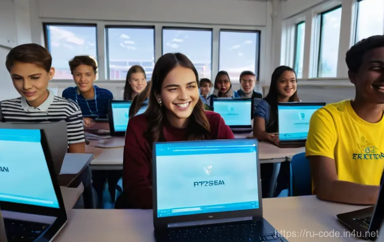 코딩교육지도사와 IT 업계 연계 사례 - **Prompt:** A vibrant, dynamic classroom scene where a diverse group of 15-20 students, ranging from...