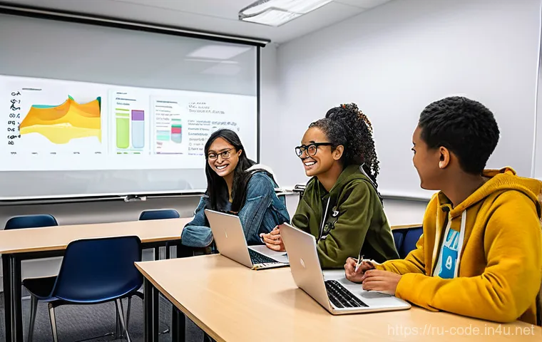 코딩교육지도사와 학습 환경 구성 사례 - **A Vibrant and Collaborative Coding Classroom with an Inspiring Mentor.**
A diverse group of yo...