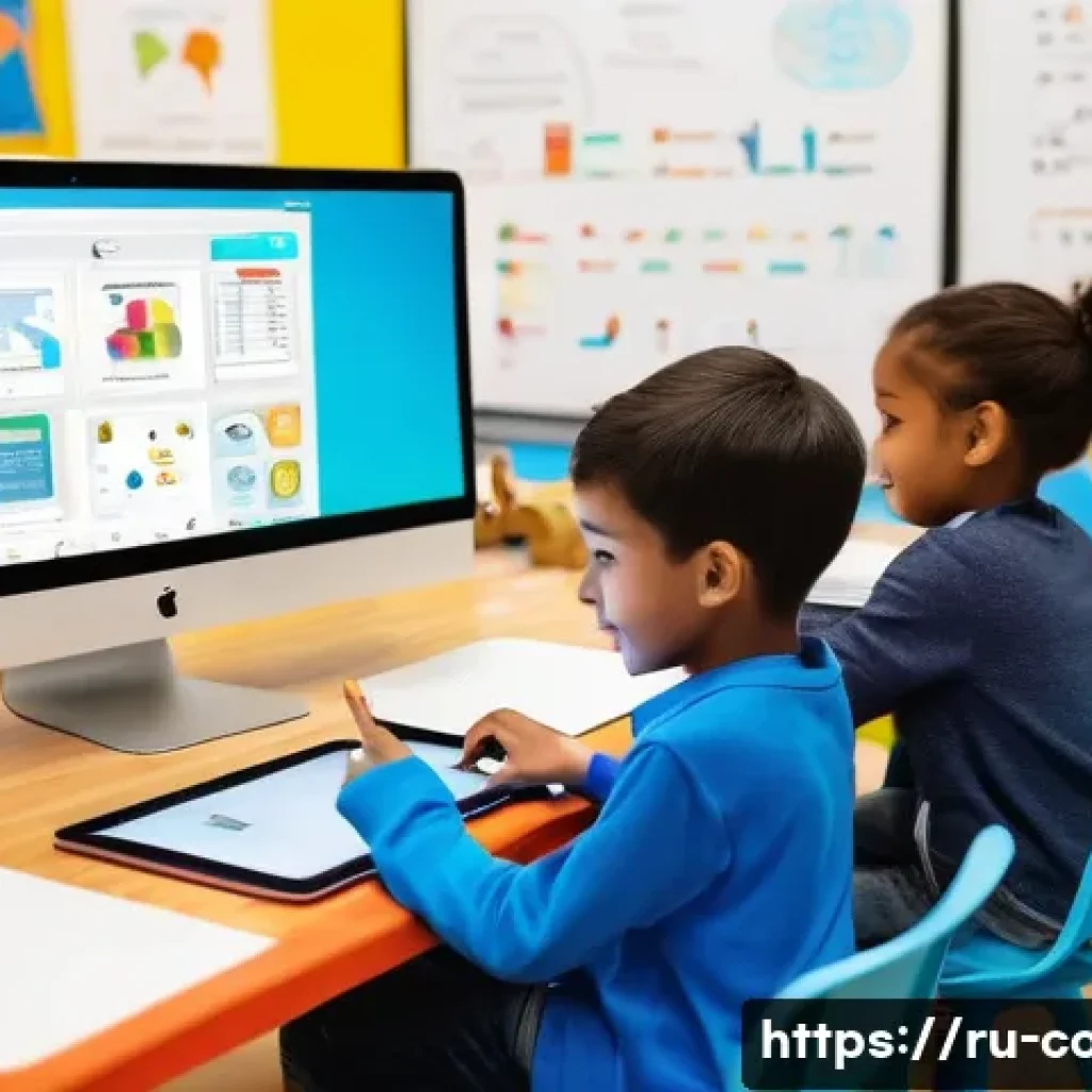 코딩교육지도사로서 수업 계획서 작성 - **Prompt 1: Young Innovators with Visual Coding**
    "A vibrant, brightly lit classroom scene fille...