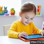 Home 20 코딩교육지도사와 코딩 교육 교구 리뷰 - **Prompt: Young Child Discovering Scratch Junior**
"A joyful 6-year-old Russian girl with bright...