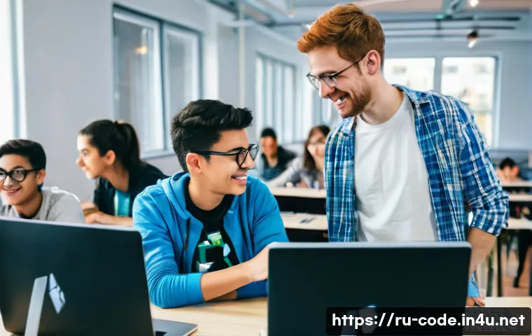 코딩교육지도사 강의 활동의 장단점 - **Prompt 1: The Spark of Discovery in Code**
A vibrant, sunlit modern IT classroom in Moscow, Ru...