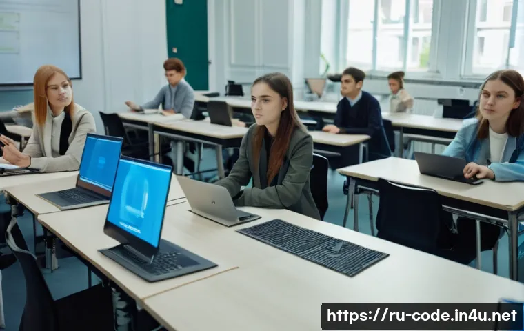 코딩교육지도사와 학생 피드백 분석 - A group of enthusiastic young Russian university students, approximately 18-22 years old, male and f...